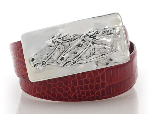 Double Horses, Sterling Silver Buckle, Lyn Gaylord