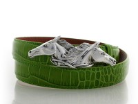 East and West Horse Heads, Horses, Sterling Silver Buckle, Lyn Gaylord